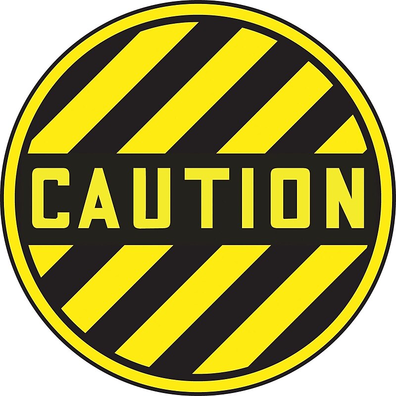 Accuform Slip-Gard CAUTION Round Floor Sign, Black/Yellow, 8"Dia. (MFS866) image 1