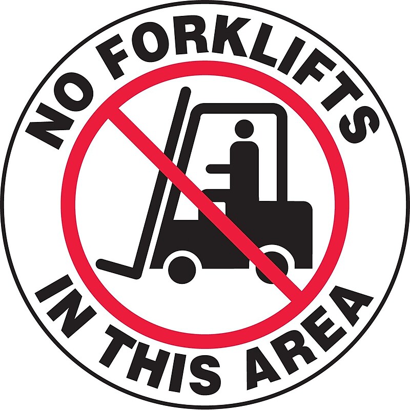 Accuform Slip-Gard NO FORKLIFTS IN THIS AREA Round Floor Sign, Black/Red/White, 17"Dia. (MFS737) image 1