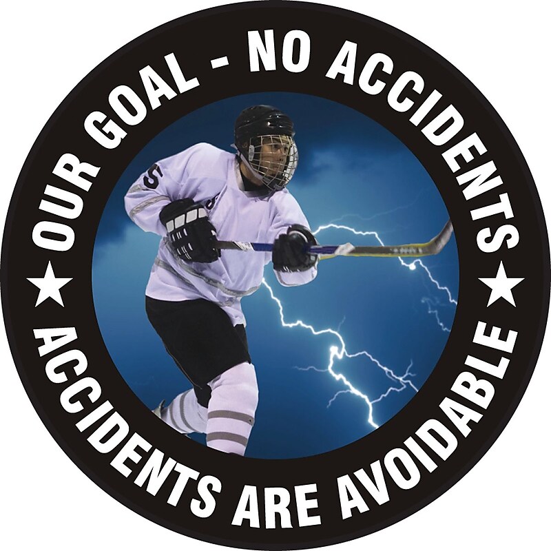Accuform Slip-Gard OUR GOAL - NO ACCIDENTS ACCIDENTS… Round Floor Sign, White/Black, 8"Dia. (MFS808) image 1