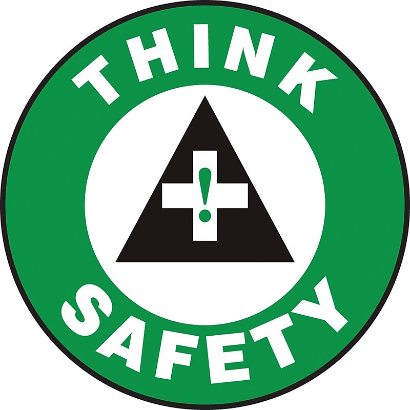 Accuform Slip-Gard THINK SAFETY Round Floor Sign, Black/White/Green, 8"Dia. (MFS804) image 1