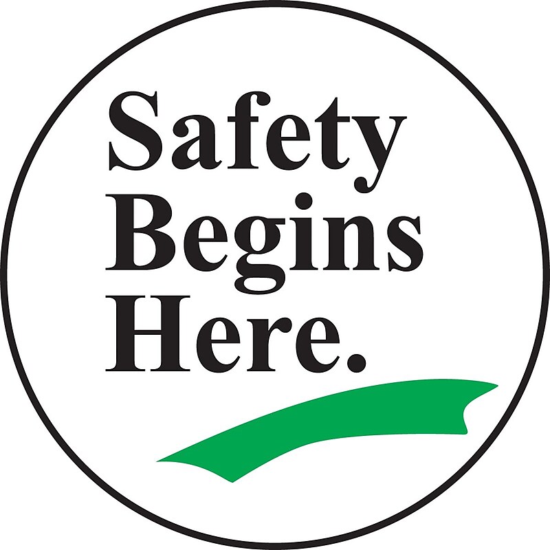 Accuform Slip-Gard SAFETY BEGINS HERE Round Floor Sign, Black/Green/White, 8"Dia. (MFS825) image 1