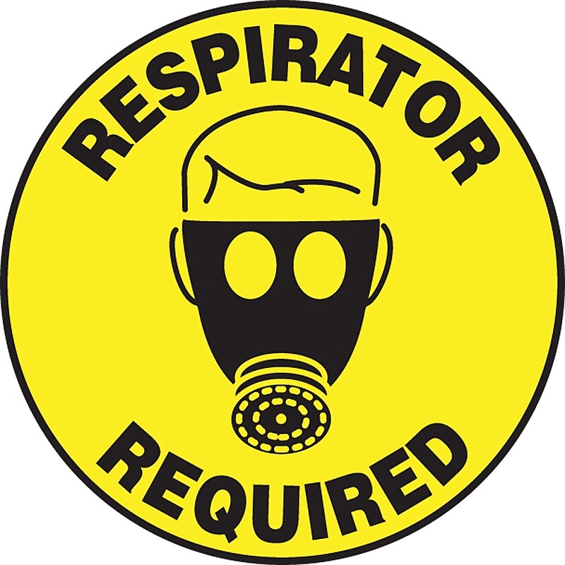 Accuform Slip-Gard RESPIRATOR REQUIRED Round Floor Sign, Black/Yellow, 8"Dia. (MFS315) (MFS315) image 1