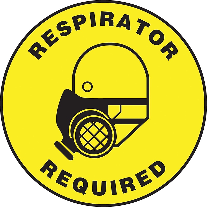 Accuform Slip-Gard RESPIRATOR REQUIRED Round Floor Sign, Black/Yellow, 17"Dia. (MFS0817) (MFS0817) image 1