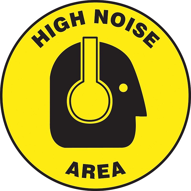 Accuform Slip-Gard HIGH NOISE AREA Round Floor Sign, Black/Yellow, 17"Dia. (MFS719) image 1