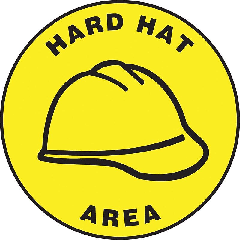 Accuform Slip-Gard HARD HAT AREA Round Floor Sign, Black/Yellow, 17"Dia. (MFS1317) image 1