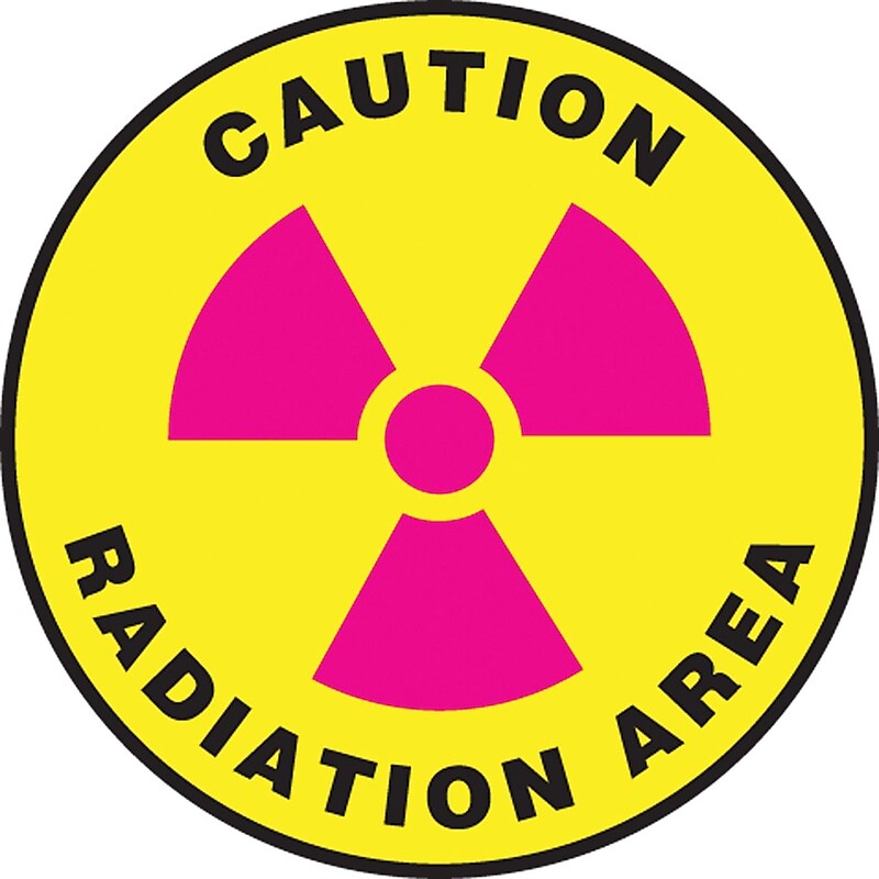 Accuform Slip-Gard CAUTION RADIATION Round Floor Sign, Black/Yellow, 8"Dia. (MFS0608) image 1