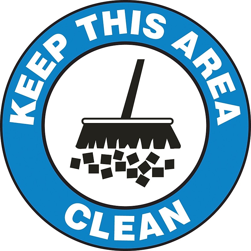 Accuform Slip-Gard KEEP THIS AREA CLEAN Round Floor Sign, White/Black/Blue, 17"Dia. (MFS733) image 1