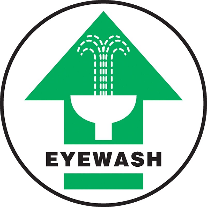 Accuform Slip-Gard EYEWASH Round Floor Sign, Black/Green/White, 8"Dia. (MFS1808) image 1
