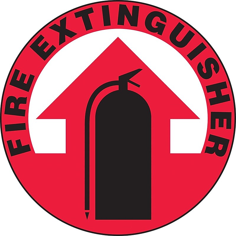 Accuform Slip-Gard FIRE EXTINGUISHER Round Floor Sign, Black/White/Red, 17"Dia. (MFS2917) image 1