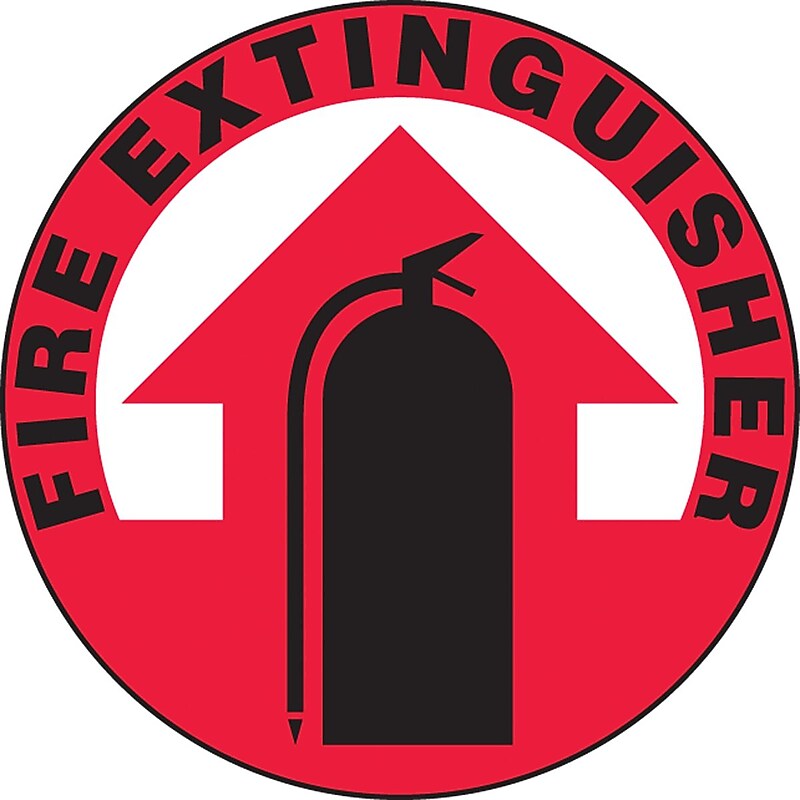 Accuform Slip-Gard FIRE EXTINGUISHER Round Floor Sign, Black/White/Red, 8"Dia. (MFS2908) image 1