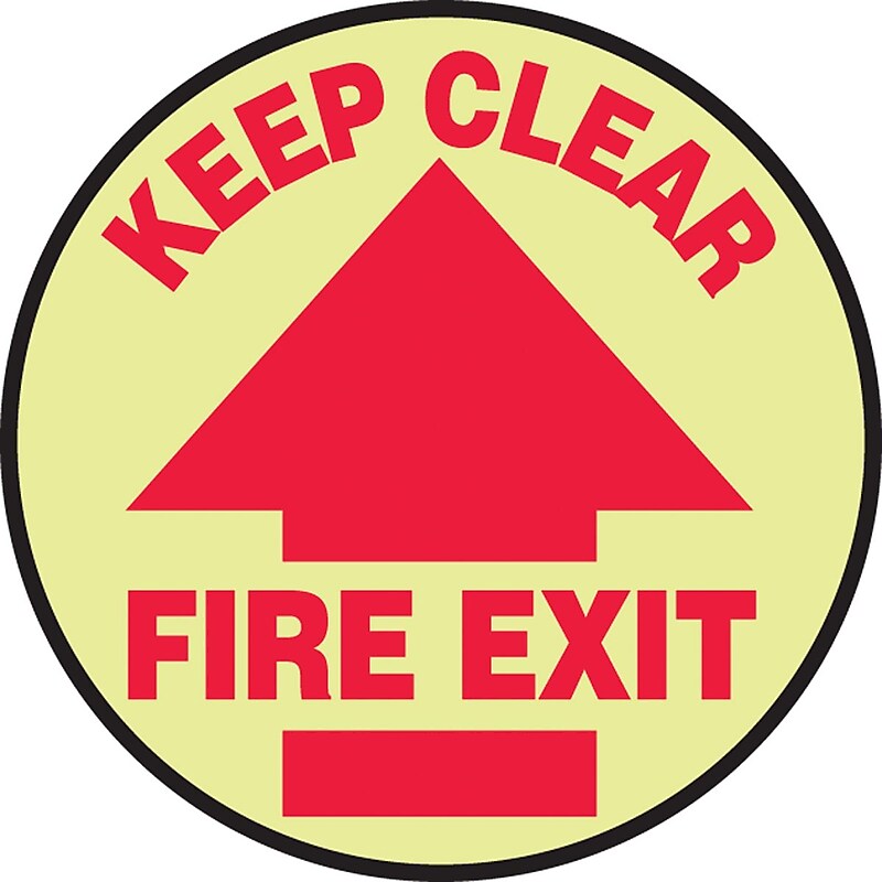 Accuform Slip-Gard KEEP CLEAR FIRE EXIT Round Floor Sign, Red/Yellow, 8"Dia. (MFS873) image 1