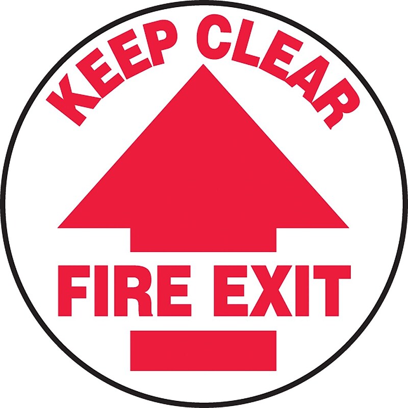 Accuform Slip-Gard KEEP CLEAR FIRE EXIT Round Floor Sign, Red/White, 17"Dia. (MFS702) image 1