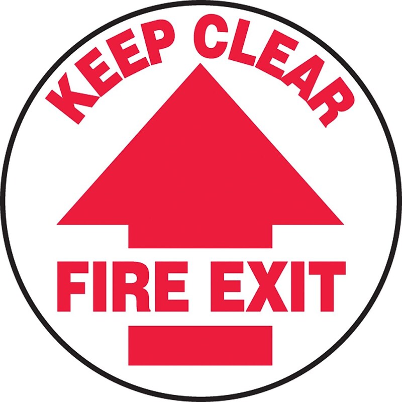 Accuform Slip-Gard KEEP CLEAR FIRE EXIT Round Floor Sign, Red/White, 8"Dia. (MFS813) image 1