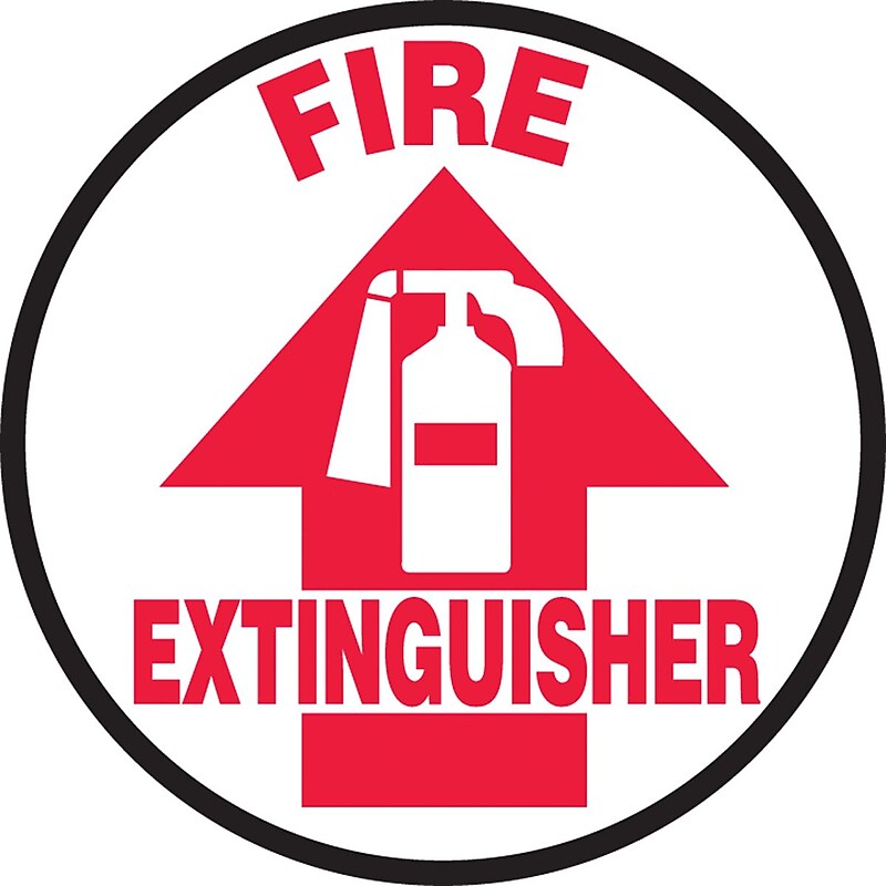 Accuform Slip-Gard FIRE EXTINGUISHER Round Floor Sign, Red/White, 8"Dia. (MFS832) image 1