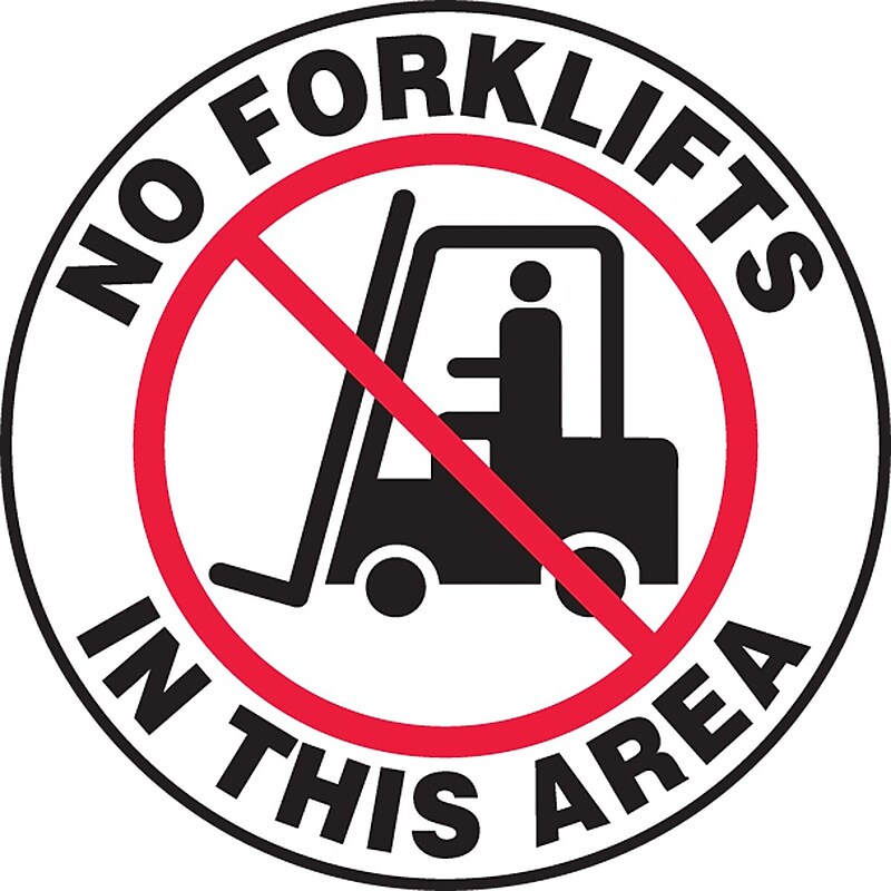 Accuform Slip-Gard NO FORKLIFTS IN THIS AREA Round Floor Sign, Black/Red/White, 8"Dia. (MFS846) image 1