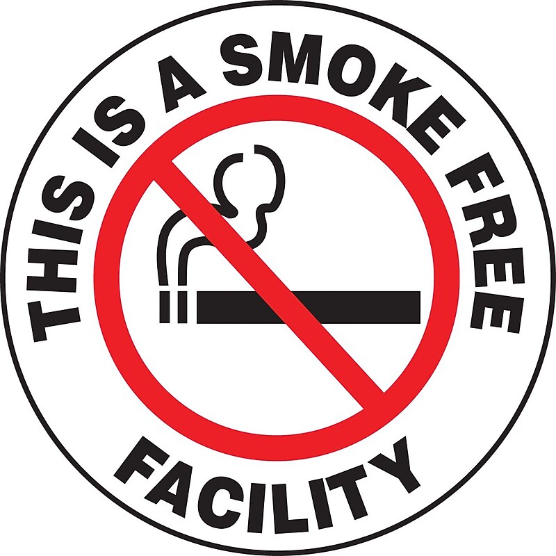 Accuform Slip-Gard THIS IS A SMOKE FREE FACILITY Round Floor Sign, Black/Red/White, 8"Dia. (MFS861) image 1