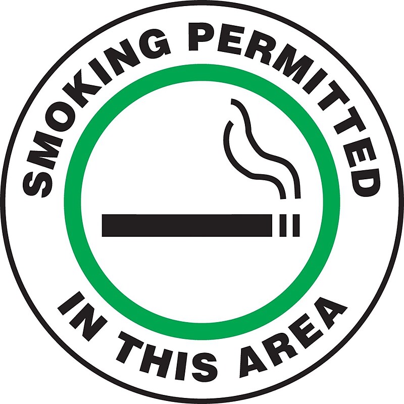 Accuform Slip-Gard SMOKING PERMITTED IN THIS AREA Round Floor Sign, Green, 8"Dia. (MFS803) image 1