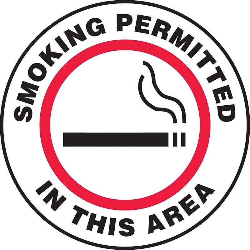 Accuform Slip-Gard SMOKING PERMITTED IN THIS AREA Round Floor Sign, Red, 17"Dia. (MFS730) image 1