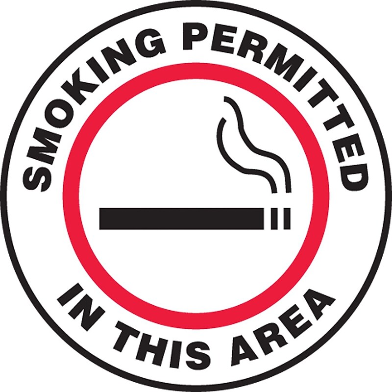 Accuform Slip-Gard SMOKING PERMITTED IN THIS AREA Round Floor Sign, Red, 8"Dia. (MFS807) image 1
