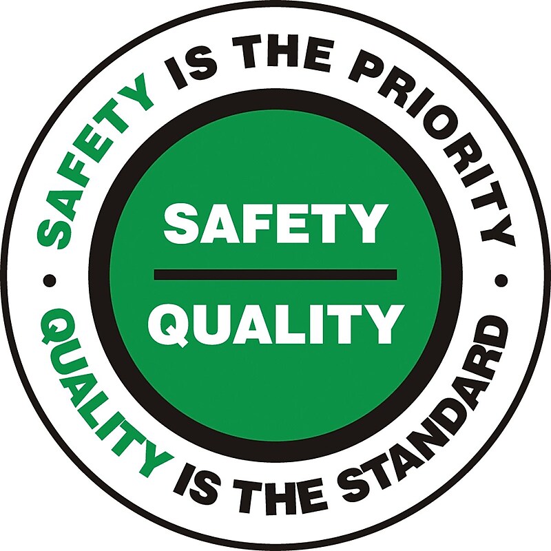 Accuform Slip-Gard SAFETY IS THE PRIORTY QUALITY IS..Floor Sign, BLK/WHT/Green, 17"Dia. (MFS742) image 1