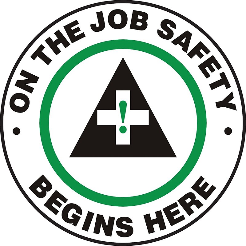 Accuform Slip-Gard ON THE JOB SAFETY BEGINS HERE Round Floor Sign, Black/Green/White, 17"Dia (MFS740) image 1