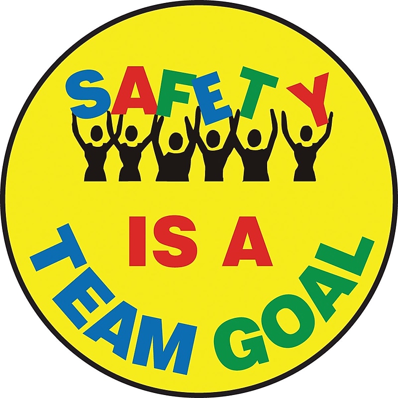 Accuform Slip-Gard SAFETY IS A TEAM GOAL Round Floor Sign, Multicolor/Yellow, 8"Dia. (MFS802) image 1
