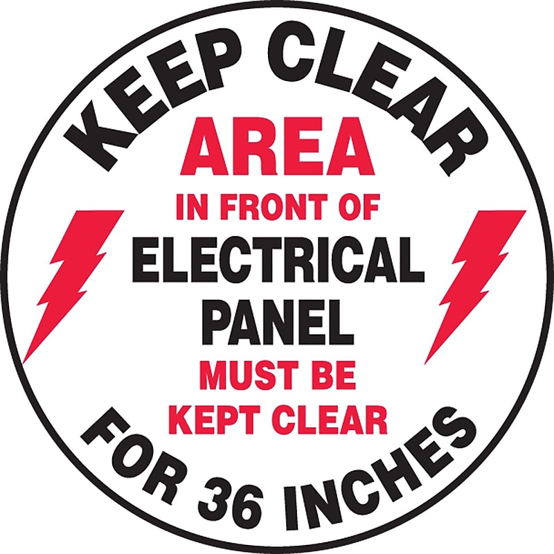 Accuform Slip-Gard KEEP CLEAR AREA IN FRONT OF.. Round Floor Sign, Black/Red/White, 8"Dia. (MFS840) image 1