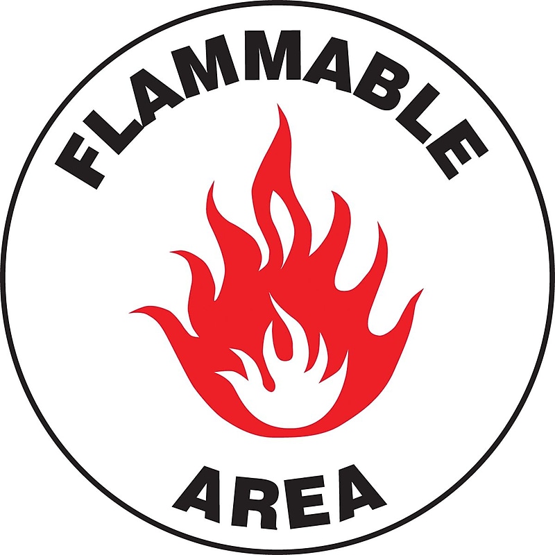 Accuform Slip-Gard FLAMMABLE ARE Round Floor Sign, Black/Red/White, 8"Dia. (MFS863) image 1