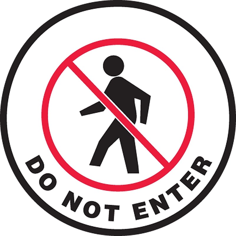 Accuform Slip-Gard DO NOT ENTER Round Floor Sign, Black/Red/White, 8"Dia. (MFS0408) (MFS0408) image 1