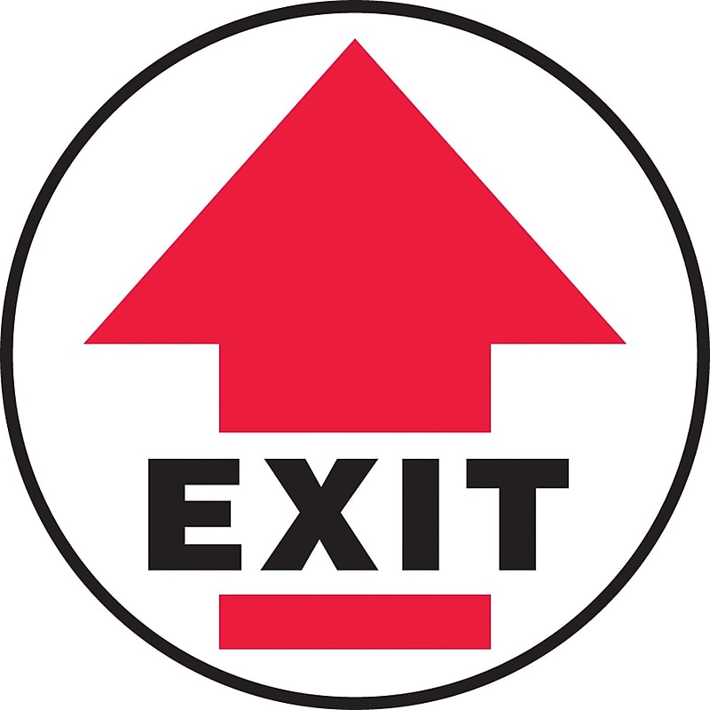 Accuform Slip-Gard EXIT Round Floor Sign, Black/Red/White, 8"Dia. (MFS1708) image 1