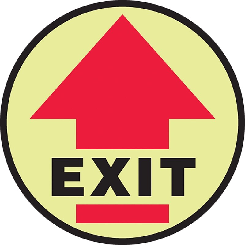 Accuform Slip-Gard EXIT Round Floor Sign, Black/Red/Yellow, 17"Dia. (MFSG1717) image 1