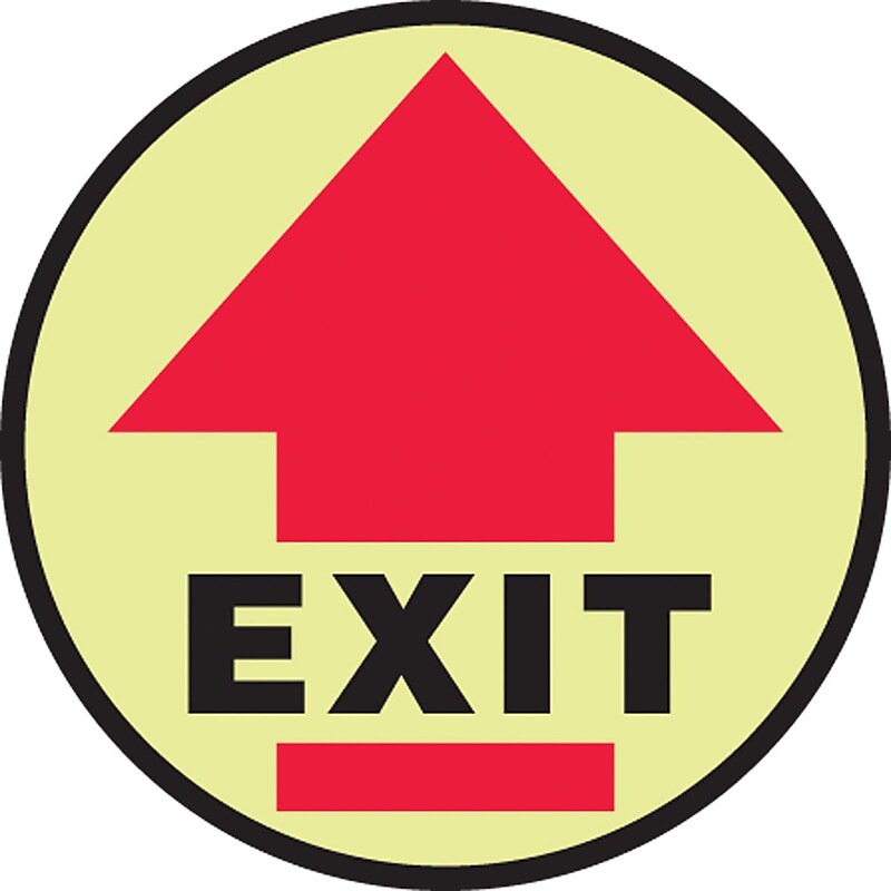Accuform Slip-Gard EXIT Round Floor Sign, Black/Red/Yellow, 8"Dia. (MFSG1708) image 1