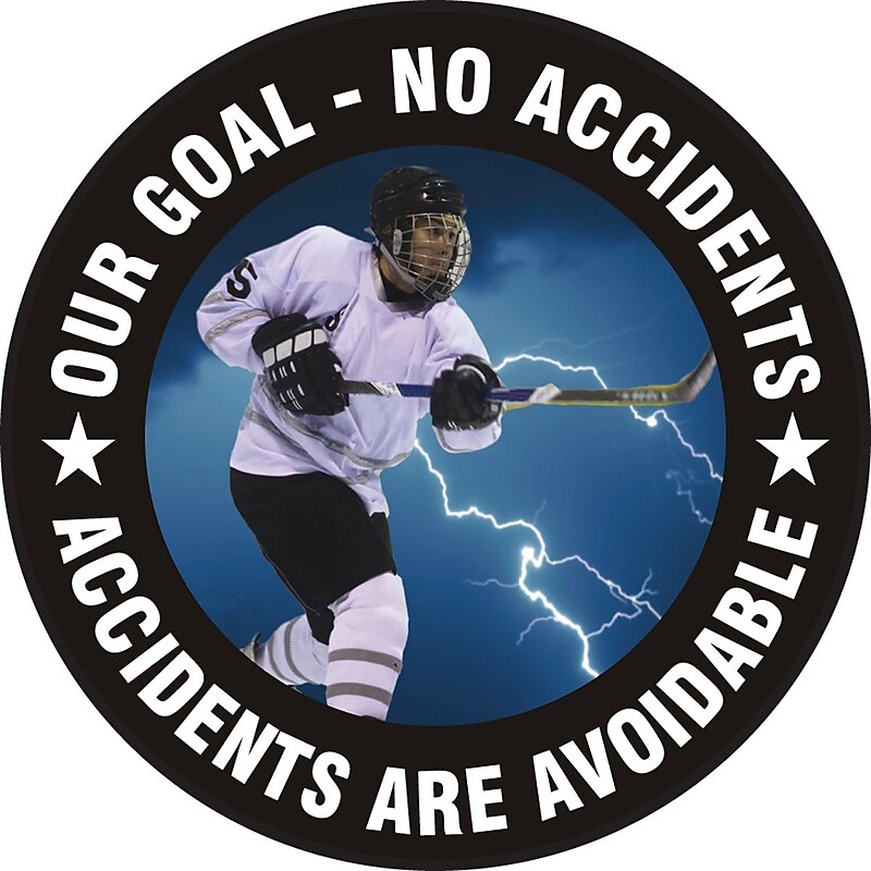 Accuform Slip-Gard OUR GOAL-NO ACCIDENTS ACCIDENTS.. Round Floor Sign, White/Black, 17"Dia. (MFS787) image 1