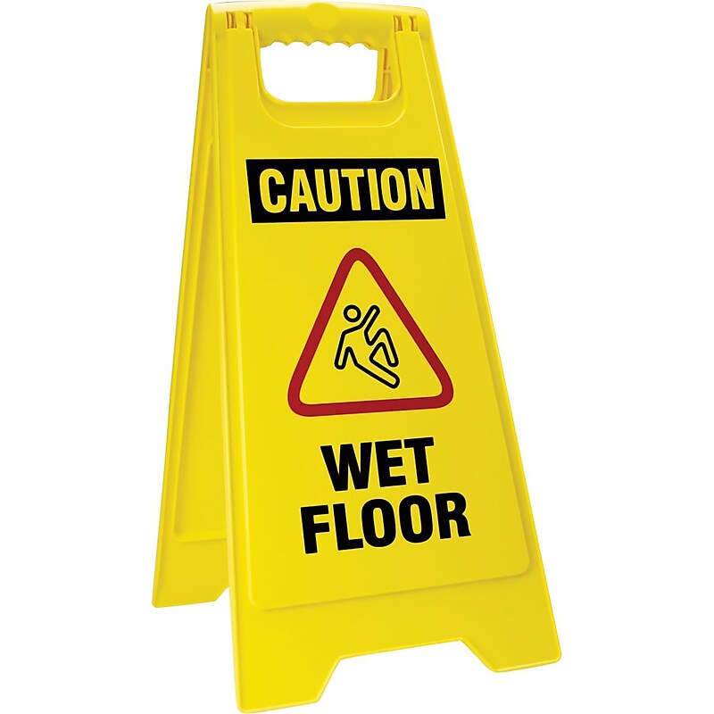 Accuform Slip-Gard CAUTION WET FLOOR 2 X Fold-Ups, Red/Black/Yellow, 25"H x 12"W (PFW424) image 1