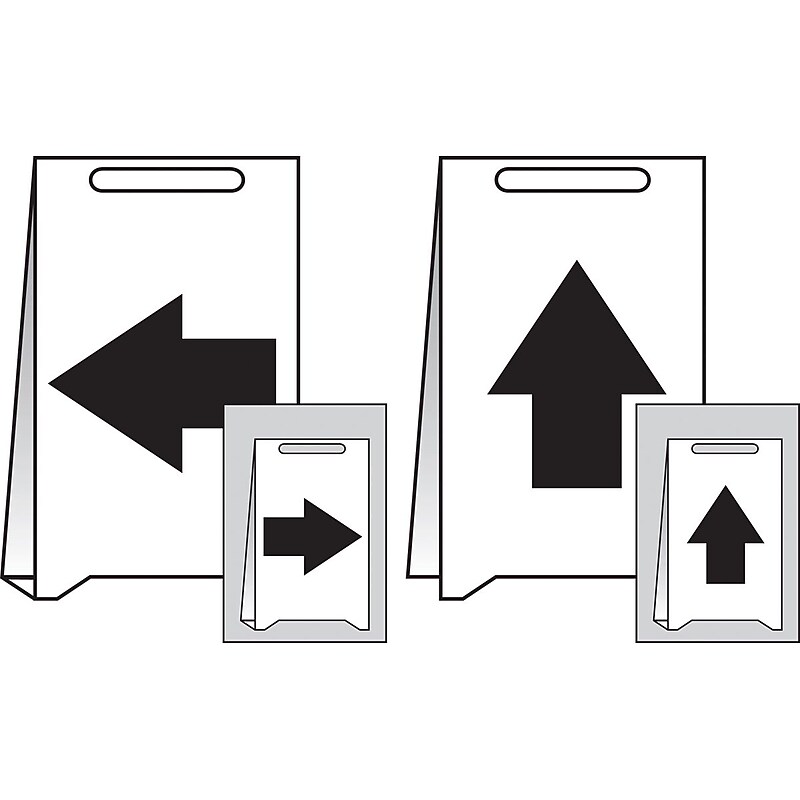 Accuform Slip-Gard Left/Right/Up Pictorial Reversible Fold-Ups, Black/White, 20"H x 12"W (PFE490) image 1