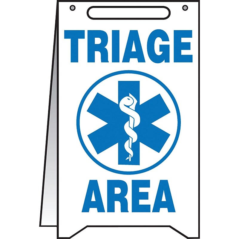 Accuform Slip-Gard TRIAGE AREA Fold-Ups, Blue/White, 20"H x 12"W (PFR240) image 1