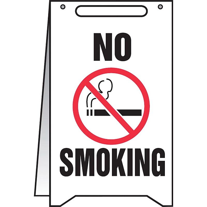 Accuform Slip-Gard NO SMOKING Fold-Ups, Black/Red/White, 20"H x 12"W (PFR210) image 1