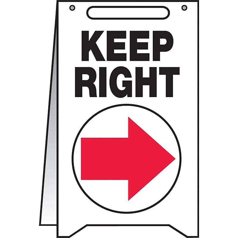Accuform Slip-Gard KEEP RIGHT Fold-Ups, Black/Red/White, 20"H x 12"W (PFR235) image 1