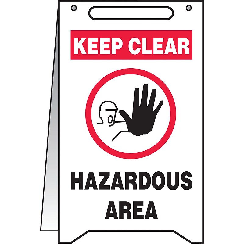 Accuform Slip-Gard KEEP CLEAR HAZARDOUS AREA Fold-Ups, Black/Red/White, 20"H x 12"W (MF109) image 1
