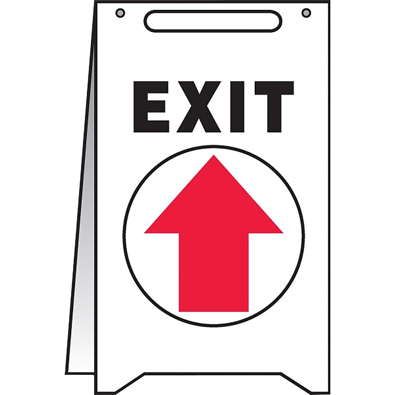 Accuform Slip-Gard EXIT Fold-Ups, Red/Black/White, 20"H x 12"W (PFR224) image 1