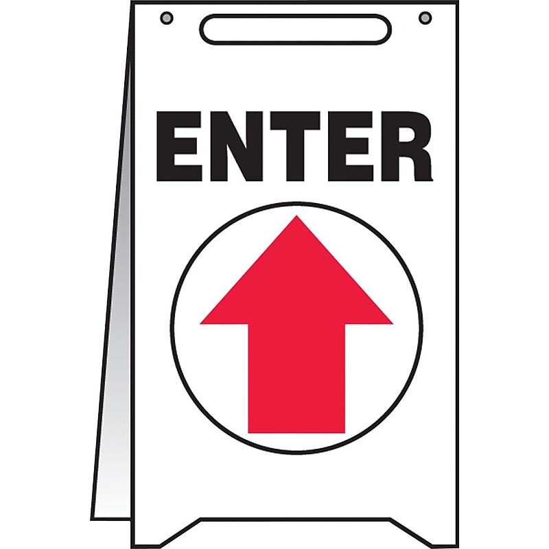 Accuform Slip-Gard ENTER Fold-Ups, Red/Black/White, 20"H x 12"W (PFR226) image 1