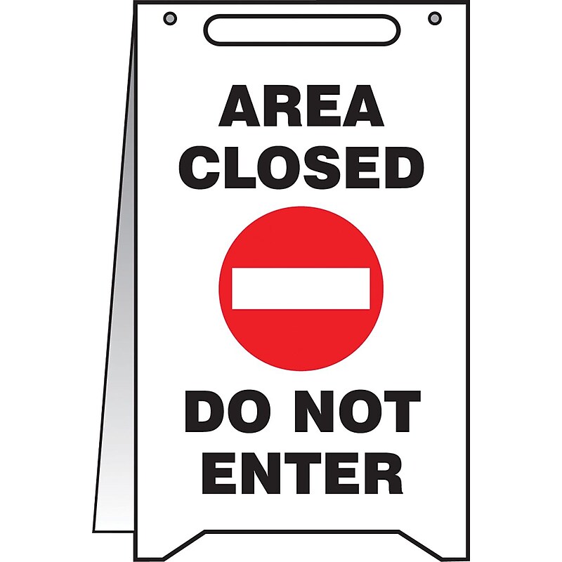 Accuform Slip-Gard AREA CLOSED DO NOT ENTER Fold-Ups, Red/Black/White, 20"H x 12"W (PFR637) image 1