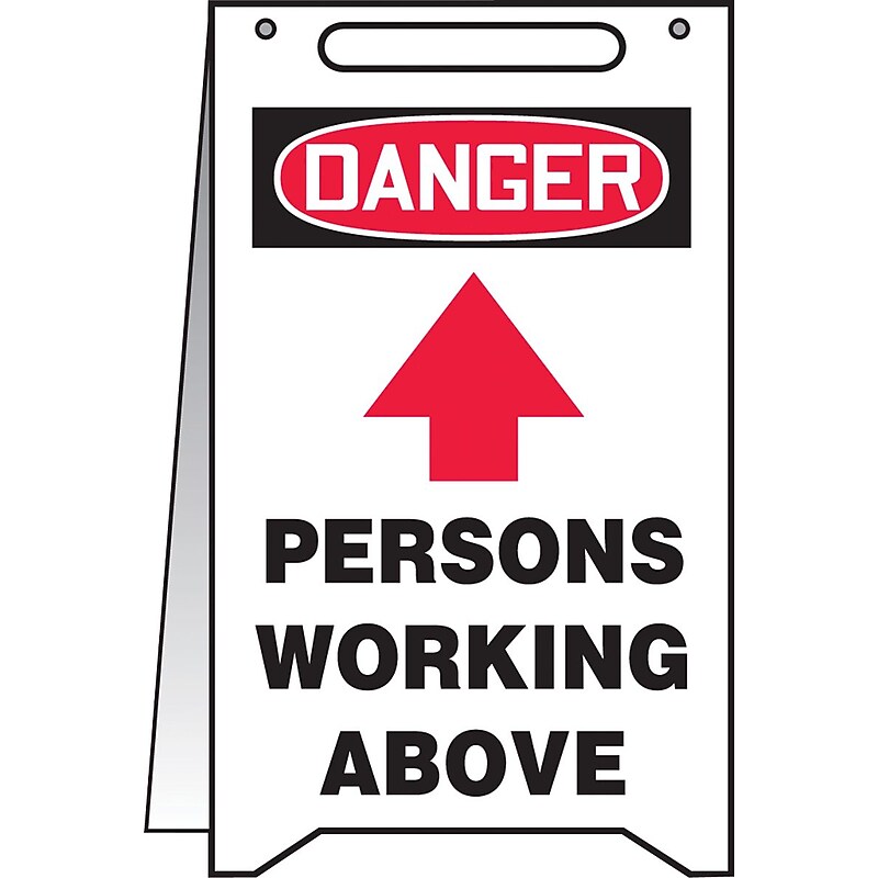 Accuform Slip-Gard DANGER PERSONS WORKING ABOVE Fold-Ups, Black/Red/White, 20"H x 12"W (MF103) image 1
