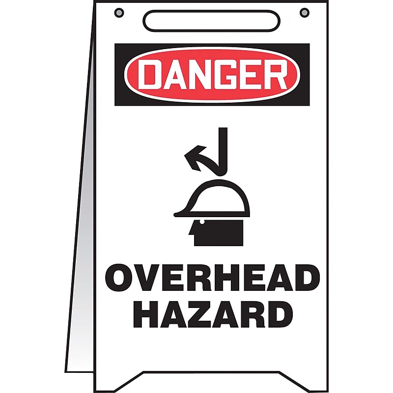 Accuform Slip-Gard DANGER OVERHEAD HAZARD Fold-Ups, Red/Black/White, 20"H x 12"W (PFR609) image 1
