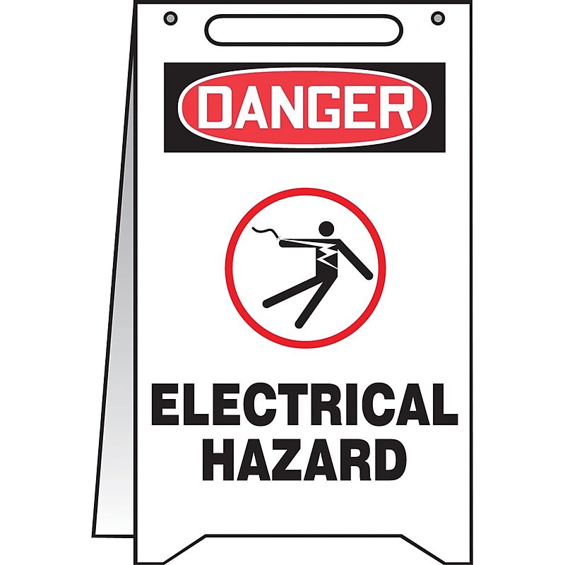 Accuform Slip-Gard DANGER ELECTRICAL HAZARD Fold-Ups, Red/Black/White, 20"H x 12"W (PFR604) image 1