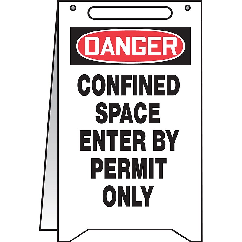 Accuform Slip-Gard DANGER CONFINED SPACE ENTER BY PERMIT ONLY Fold-Ups, Red/BLK/WHT, 20"x12" (PFR130) image 1