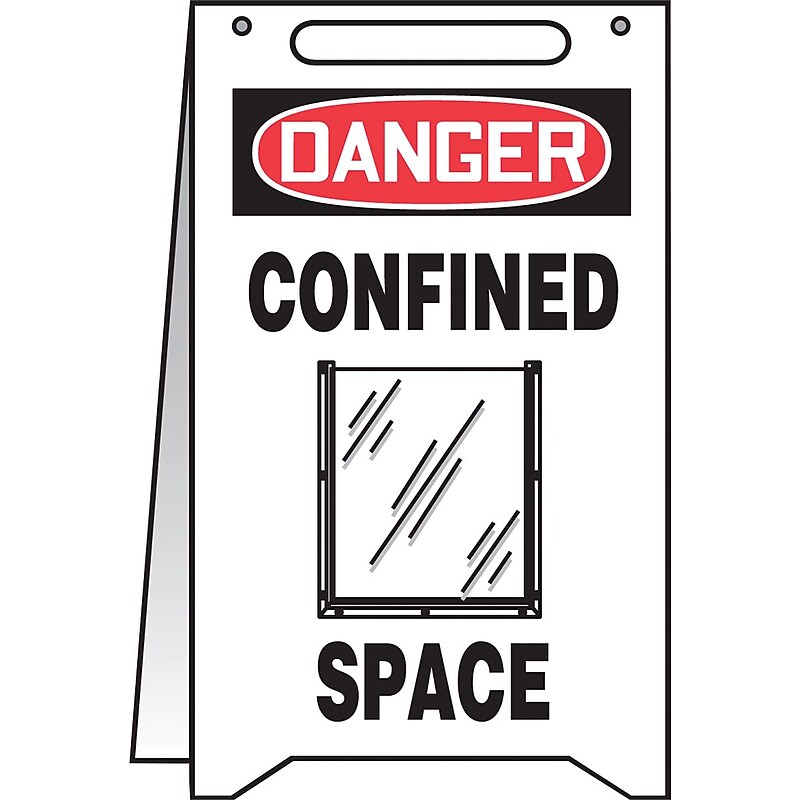 Accuform Slip-Gard DANGER CONFINED SPACE Fold-Ups, Red/Black/White, 20"H x 12"W (PFR140) image 1