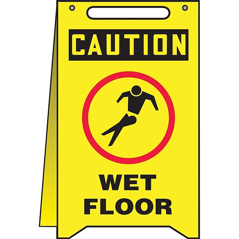 Accuform Slip-Gard CAUTION WET FLOOR Fold-Ups, Black/Red/Yellow, 20"H x 12"W (MF111) image 1