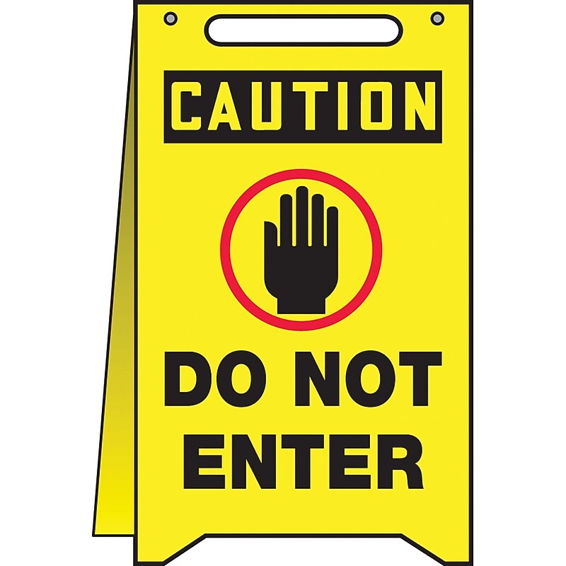 Accuform Slip-Gard CAUTION DO NOT ENTER Fold-Ups, Black/Yellow, 20"H x 12"W (PFR611) image 1