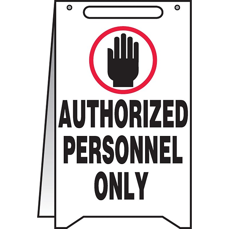 Accuform Slip-Gard AUTHORIZED PERSONNEL ONLY Fold-Ups, Black/White, 20"H x 12"W (PFR229) image 1